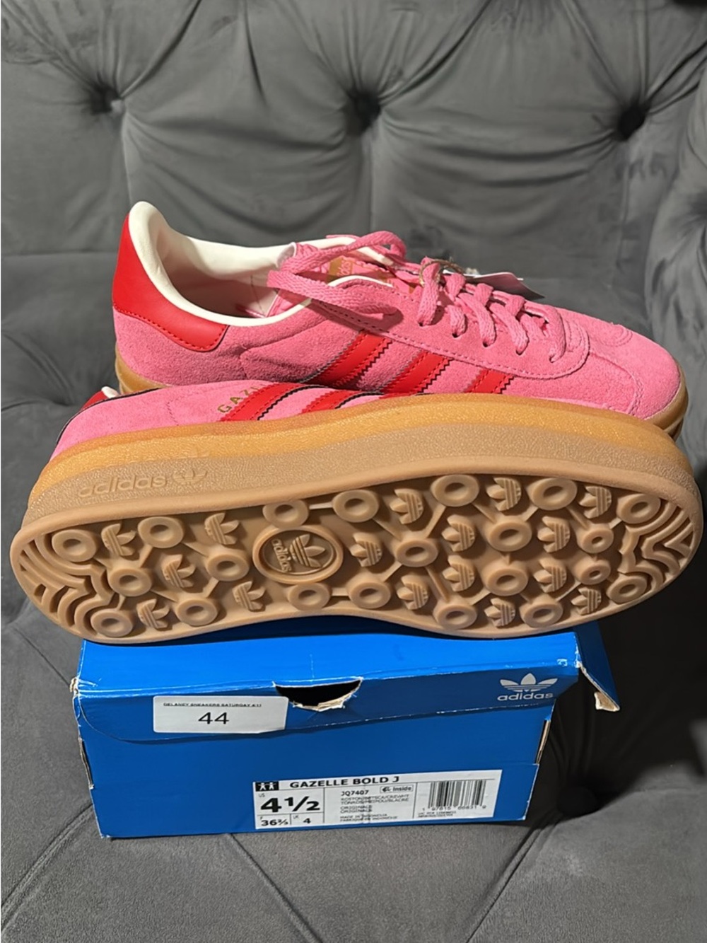 adidas Gazelle Bold Pink Suede Sneakers with Red Stripes